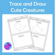 Trace and Draw Cute Creatures Fine Motor Skills Activity